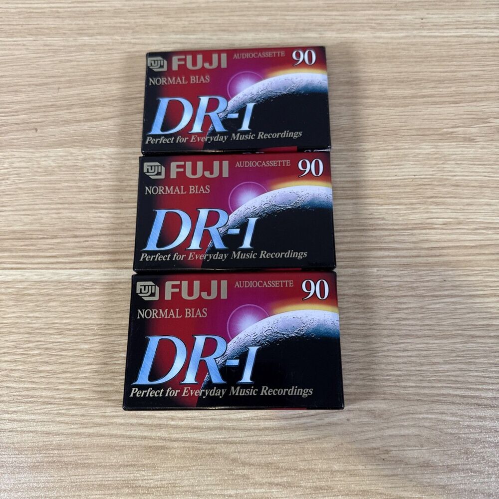Lot of 3 Vtg Fuji DR-I 90 Blank Audio Cassette Tapes Type I Sealed Vintage